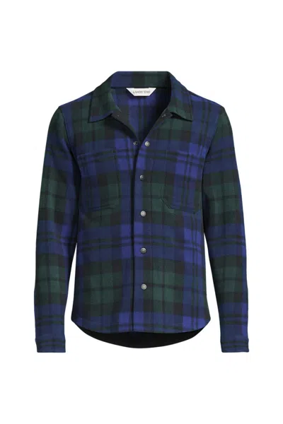 Lands' End Men's Tall Anyweather Fleece Shirt Jacket In Blue