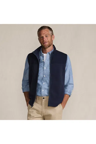 Lands' End Men's Tall Anyweather Raindefense Fleece Vest In Blue
