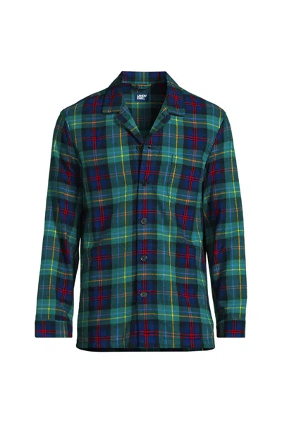 Lands' End Men's Tall Classic Fit Flannel Pajama Shirt In Green