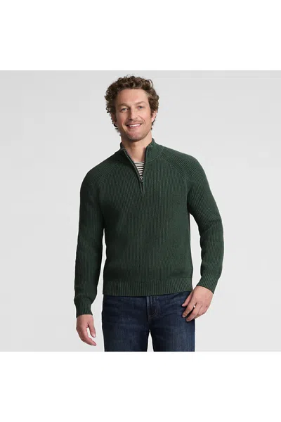 Lands' End Men's Tall Drifter Quarter Zip Sweater In Green