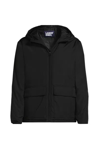 Lands' End Men's Tall Featherfree Insulated Hooded Jacket In Black
