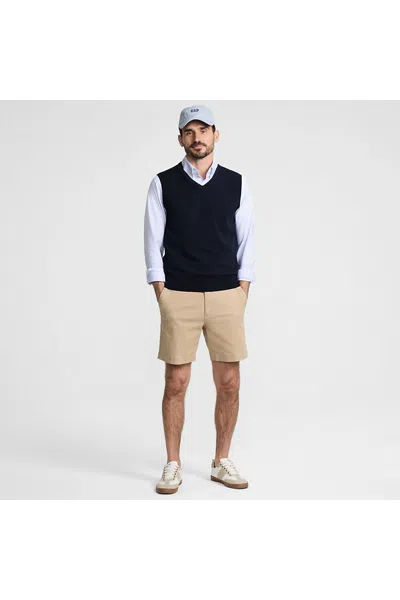 Lands' End Men's Tall Fine Gauge Cotton Vest In Blue