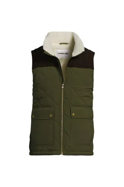 Lands' End Men's Tall Insulated Field Vest In Green