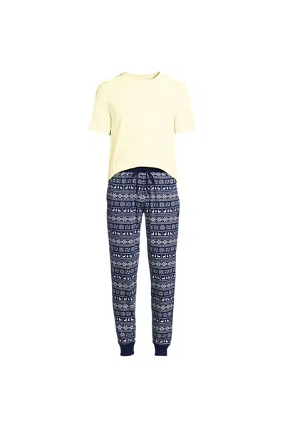 Lands' End Men's Tall Knit Jersey Pajama Sleep Set In Blue
