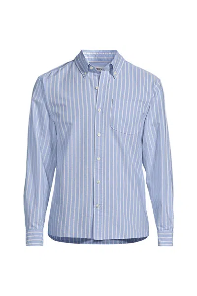 Lands' End Men's Tall Long Sleeve Easy Fit Sail Rigger Oxford Shirt In Blue