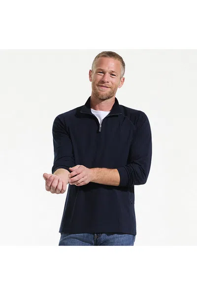 Lands' End Men's Tall Long Sleeve Flex Performance Quarter Zip In Blue