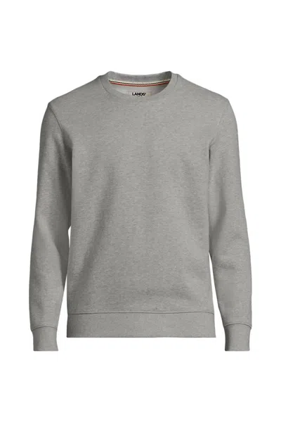 Lands' End Men's Tall Long Sleeve Serious Sweats Crew Sweatshirt In Gray