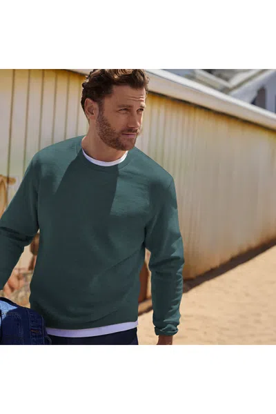 Lands' End Men's Tall Long Sleeve Serious Sweats Crew Sweatshirt In Green