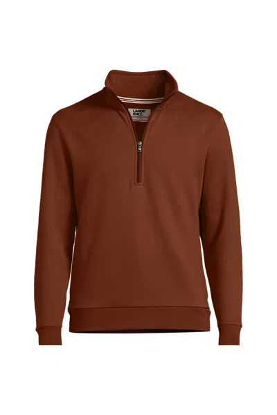Lands' End Men's Tall Long Sleeve Serious Sweats Half Zip Mock Sweatshirt In Brown