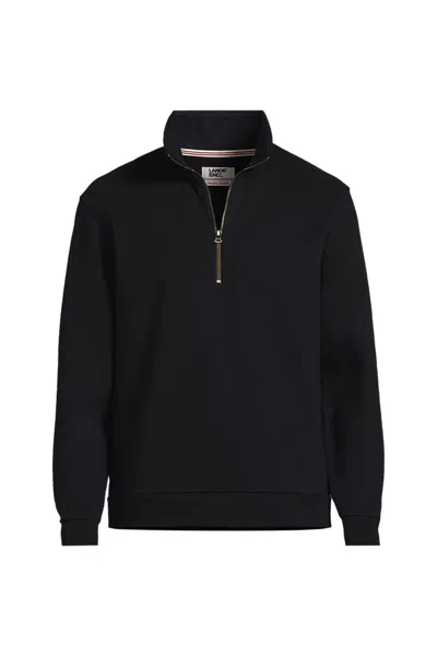 Lands' End Men's Tall Long Sleeve Serious Sweats Quarter Zip Sweatshirt In Black