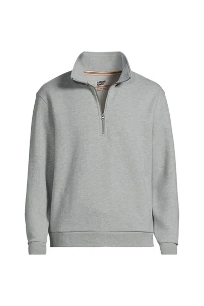 Lands' End Men's Tall Long Sleeve Serious Sweats Quarter Zip Sweatshirt In Gray