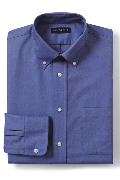 Lands' End Men's Tall Long Sleeve Solid Oxford Dress Shirt In Blue