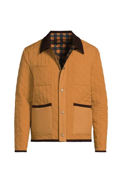 Lands' End Men's Tall Reversible Insulated Barn Jacket In Brown