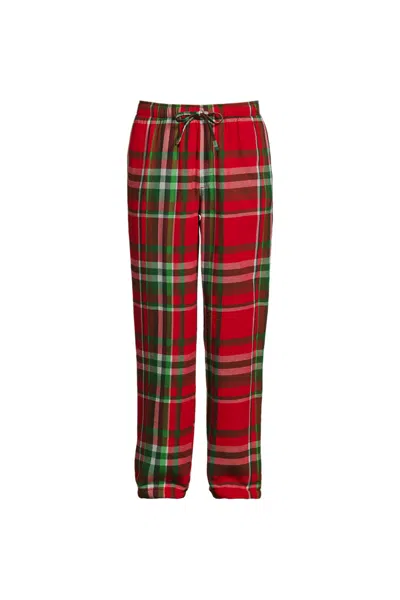 Lands' End Men's Tall Sherpa Fleece Lined Flannel Pajama Pant In Red