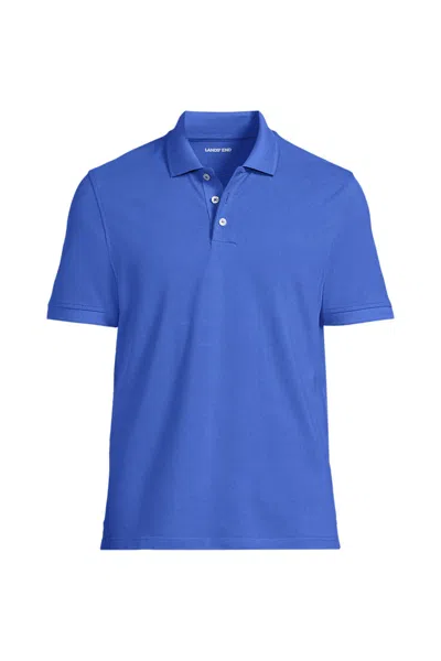 Lands' End Short Sleeve Performance Mesh Pique Polo In Blue