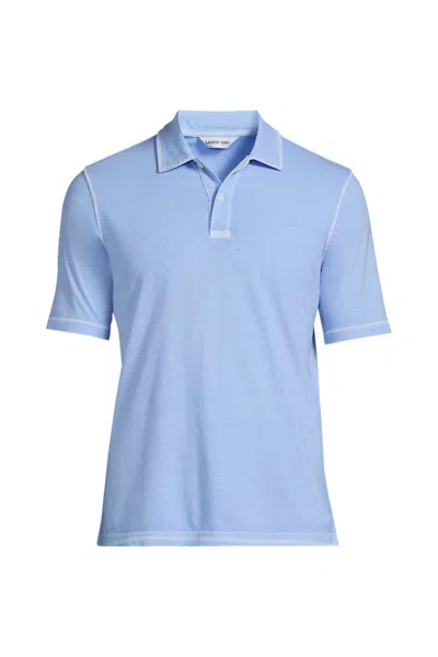 Lands' End Men's Tall Short Sleeve Sun Faded Super T Polo In Blue