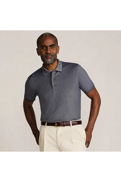 Lands' End Men's Tall Short Sleeve Travel Kit Polo In Blue