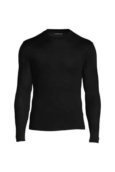 Lands' End Men's Tall Silk Long Underwear Crew Neck In Black