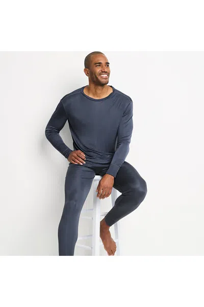 Lands' End Men's Tall Silk Long Underwear Crew Neck In Gray