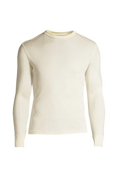 Lands' End Men's Tall Silk Long Underwear Crew Neck In Ivory