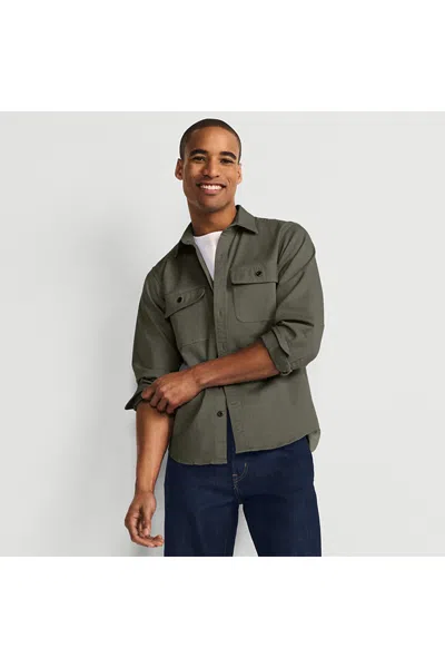 Lands' End Men's Tall Sun Washed Overshirt In Green