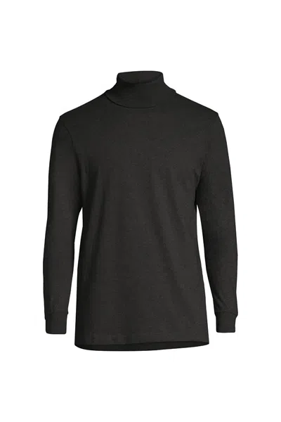 Lands' End Men's Tall Super-t Turtleneck In Black