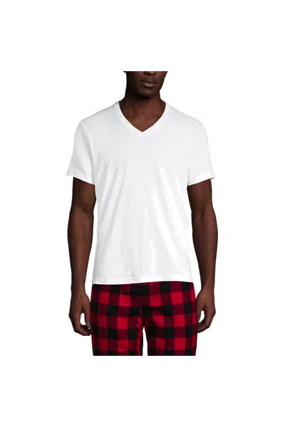 Lands' End Men's Tall V-neck Undershirt 3 Pack In White