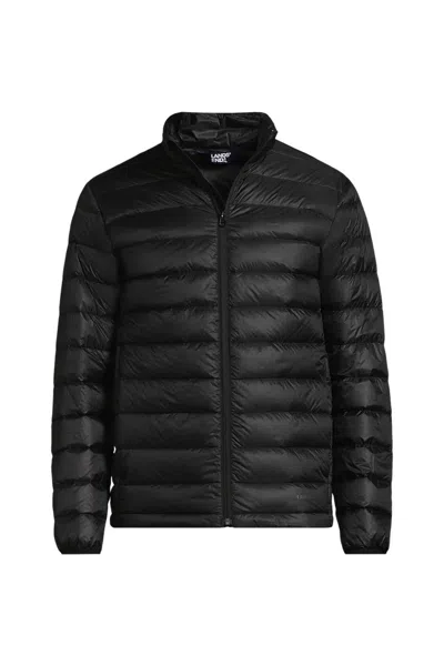 Lands' End Men's Tall Wanderweight Packable Down Jacket In Black