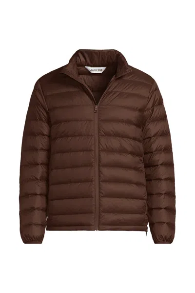 Lands' End Men's Tall Wanderweight Packable Down Jacket In Brown