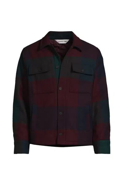 Lands' End Men's Tall Wool Blend Shirt Jacket In Red