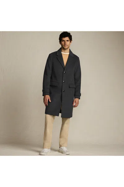 Lands' End Men's Tall Wool Blend Top Coat In Black