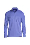 Lands' End Men's Textured Quarter Zip Pullover In Blue