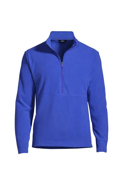 Lands' End Men's Thermacheck 100 Fleece Quarter Zip Pullover Top In Blue