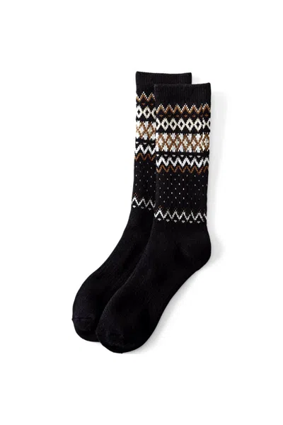 Lands' End Thermaskin Heat Winter Boot Socks In Black