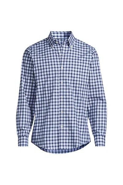 Lands' End Men's Traditional Fit No Iron Twill Shirt In Blue