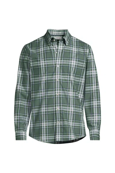 Lands' End Men's Traditional Fit No Iron Twill Shirt In Green