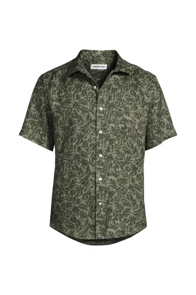 Lands' End Men's Traditional Fit Short Sleeve Linen Shirt In Multi