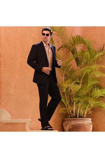 Lands' End Men's Traditional Fit Year'rounder Stretch Wool Dress Pants In Black