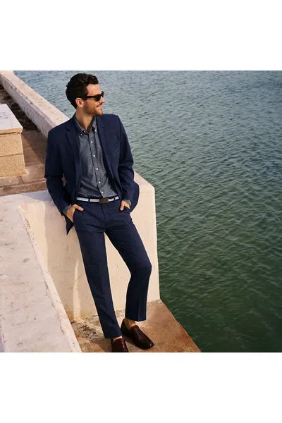 Lands' End Men's Traditional Fit Year'rounder Stretch Wool Dress Pants In Blue