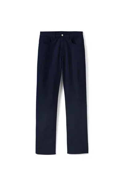 Lands' End Men's Travel Kit Comfort Waist Classic Straight Fit 5 Pocket Pant In Blue