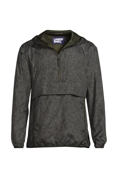 Lands' End Men's Upf 50 Anorak Windbreaker In Gray