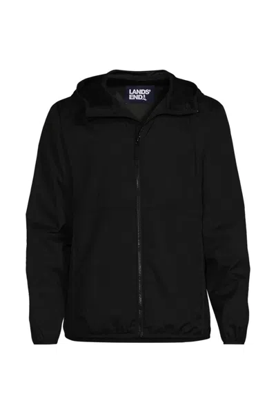 Lands' End Men's Upf 50 Windbreaker Jacket In Black