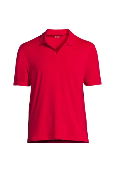 Lands' End Men's Upf50 Short Sleeve Polo Rash Guard In Red
