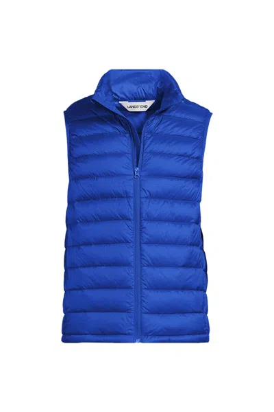 Lands' End Men's Wanderweight Packable Down Vest In Blue