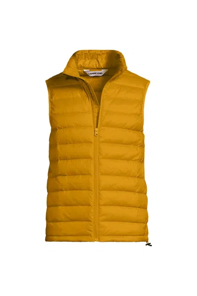 Lands' End Men's Wanderweight Packable Down Vest In Yellow
