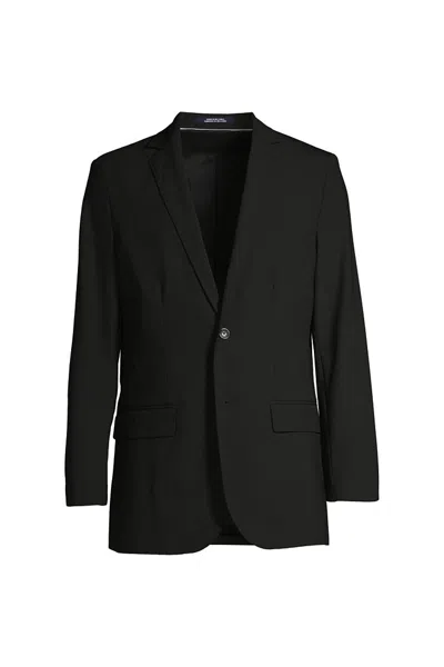 Lands' End Men's Washable Wool 2 Button Traditional Fit Suit Jacket In Black