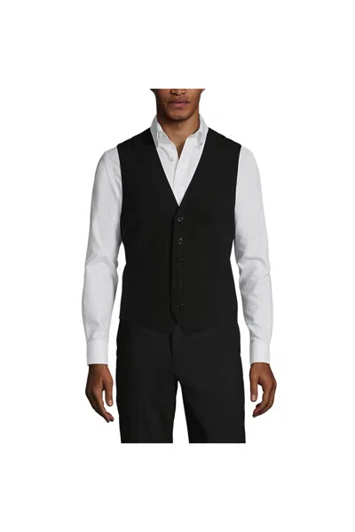 Lands' End Men's Washable Wool Vest In Black