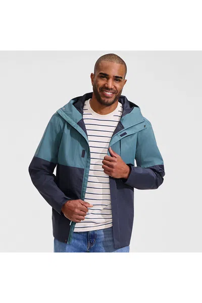 Lands' End Men's Waterproof Colorblock Raincoat In Blue