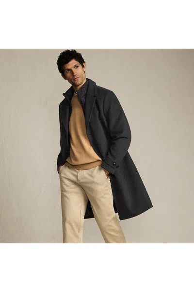 Lands' End Men's Wool Blend Top Coat In Black