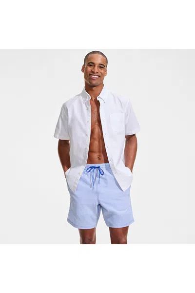 Lands' End Mens 7" Seersucker Volley With Hydroliner Swim Trunk In Blue